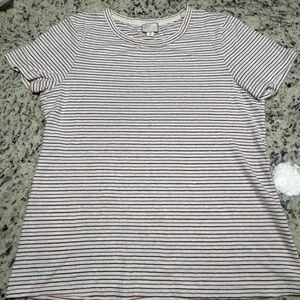 Anthropologie Navy and Orange Striped Tee